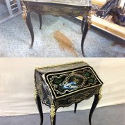 Avant / après la restauration d'un meuble ébène